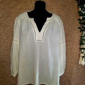 Anthropologie Boho off white tunic top, Size Large